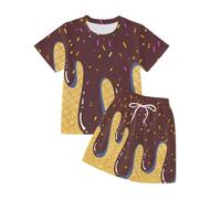 Genérico 2026 Conjunto Veraniego Infantil con Estampado Shorts Casuales para niñas Ropa Divertida pequeña Juego Diario niños niñas Edad 3-11 años (Brown, 5-6 Years)