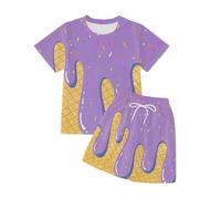 Genérico 2026 Conjunto Veraniego Infantil con Estampado Shorts Casuales para niñas Ropa Divertida pequeña Juego Diario niños niñas Edad 3-11 años (Purple, 5-6 Years)