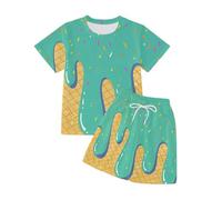 Genérico 2026 Conjunto Veraniego Infantil con Estampado Shorts Casuales para niñas Ropa Divertida pequeña Juego Diario niños niñas Edad 3-11 años (Mint Green, 9-10 Years)