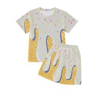 Genérico 2026 Conjunto Veraniego Infantil con Estampado Shorts Casuales para niñas Ropa Divertida pequeña Juego Diario niños niñas Edad 3-11 años (Grey, 8-9Years)