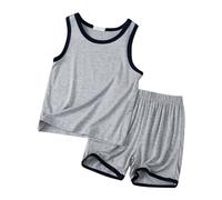 Genérico 2026 Conjunto Veraniego Infantil de Pantalones Cortos y Chaleco sin Mangas diseño Holgado con Cuello Ideal para Juegos Diarios y Descanso en Clima cálido (Grey, 4-5 Years)