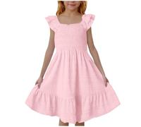 Genérico 2026 Elegante Vestido sin Mangas para niñas con Escote Cuadrado y Espalda Adornada con Volantes Ideal para y Celebraciones Falda Que Brinda Comodidad Durante Todo el año (13-14 Years)