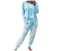 Genérico 2026 Ensemble de survêtement 2 pièces Tie Dye pour femmes, sweat-shirt à manches longues avec pantalon long (BU1, XL)