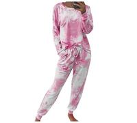 Genérico 2026 Ensemble de survêtement 2 pièces Tie Dye pour femmes, sweat-shirt à manches longues avec pantalon long (M)