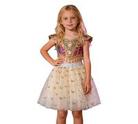 Genérico 2026 Falda Ballet Lentejuelas Estrellas para niñas Vestido tutú con Malla Falda vaporosa Princesa Infantil (Beige, 4-5 Years)