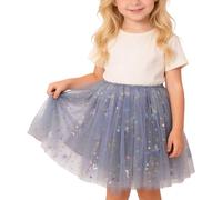 Genérico 2026 Falda de Ballet con Lentejuelas y Estrellas para niñas Vestido de Tul con para Uso Diario y Escolar (Grey, 8-9 Years)