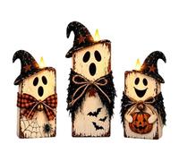 Generico 2026 Halloween Ghost Figurine - 3 unidades Wooden Ghost Statue | Rustic Charm Ghost Sculpture Set For Desk Home Party Bedroom Bookshelf Mantel Fireplace Entryway