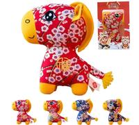 Genérico 2026 Horse Year Mascot,Cartoon Plush Lucky Horse Toys,Chinese Zodiac Year of The Horses Sculpture,Symbol of Success and Good Fortune,Desktop Ornament for Home Office,New Year Gifts (Red-1)