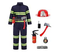 Genérico 2026 Juego de rol bomberos para niños conjunto piezas accesorios escolares campus divertido uniforme (Blue, 8-9 Years)