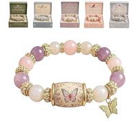 Genérico 2026 Limited Edition Bluebird Blessings Bracelet with Gift Box, Hummingbird Butterfly Blessing Bracelet Inspirational Bird Charm Pulsera, Elastic Stretch Beaded Pulseras for Women, One Size