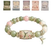 Genérico 2026 Limited Edition Bluebird Blessings Bracelet with Gift Box, Hummingbird Butterfly Blessing Bracelet, Inspirational Bird Charm Bracelets, Elastic Stretch Beaded Bracelets for Women (#D)