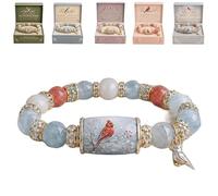 Genérico 2026 Limited Edition Bluebird Blessings Bracelet with Gift Box, Hummingbird Butterfly Blessing Bracelet Inspirational Bird Charm Pulsera, Elastic Stretch Beaded Pulseras for Women, One Size