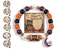 Genérico 2026 Limited Edition Halloween Cat Black Pumpkin Beaded Bracelet Gift Set, Stretchable Adjustable halloween jewelry with Witch Hat Charm, Spooky Season Accessory for Women (#K)