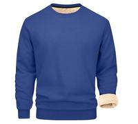 Genérico 2026 Men's Sweatshirt Crewneck Fleece Lined Thermal Pullover Tops Heavyweight Warm Sherpa Thick Sweater Winter Clothes (Blue,L)