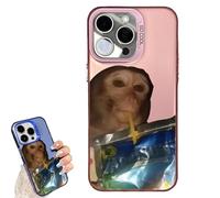 Genérico 2026 Monkey Phone Case, Funny Monkey Drinking Phone Case, Shockproof TPU Covers for iPhone 17 Pro MAX Series (Pink,for iPhone 16 Pro MAX)