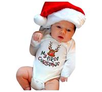 Genérico 2026 Mono con Estampado de Divertidas para recién Nacidos Traje navideño Unisex con de Papá Noel Body Informal para bebés (White, 12-18 Months)