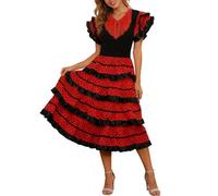 Genérico 2026 Mujer de Baile para Mujer, Estilo Adulto, Hombros descubiertos, Volantes, ideal para un espectáculo en el escenario., Le Noir, M