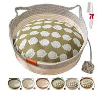 Genérico 2026 New Basket For Cats,Pets Hand Woven Cotton Bed Basket,with Built-In Scratching Pad and Play Ball,Soft Support Cushion, Lightweight Comfort (A(with Cushion), S（Within 8.8lb/4KG）)