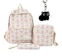 Genérico 2026 NEW Bow Backpack 3-Piece Set Cute College Laptop Rucksack for Women Fashion Travel Daypack (F)