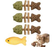 Genérico 2026 New Catnip and Silvervine Chew Toys for Cats, Natural Wooden Teeth Cleaning Stick, Fishbone-Shaped Cat Dental Toy for Chewing, Boredom Relief & Enrichment (3pcs, Mixed Flavor)