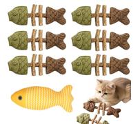 Genérico 2026 New Catnip and Silvervine Chew Toys for Cats, Natural Wooden Teeth Cleaning Stick, Fishbone-Shaped Cat Dental Toy for Chewing, Boredom Relief & Enrichment (6pcs, Mixed Flavor)