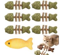 Genérico 2026 New Catnip and Silvervine Chew Toys for Cats, Natural Wooden Teeth Cleaning Stick, Fishbone-Shaped Cat Dental Toy for Chewing, Boredom Relief & Enrichment (6pcs, Catnip Flavor)