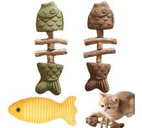 Genérico 2026 New Catnip and Silvervine Chew Toys for Cats, Natural Wooden Teeth Cleaning Stick, Fishbone-Shaped Cat Dental Toy for Chewing, Boredom Relief & Enrichment (2pcs, Mixed Flavor)