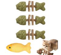 Genérico 2026 New Catnip and Silvervine Chew Toys for Cats, Natural Wooden Teeth Cleaning Stick, Fishbone-Shaped Cat Dental Toy for Chewing, Boredom Relief & Enrichment (3pcs, Catnip Flavor)