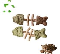 Genérico 2026 New Creative Fish Bone Cat Dental Chew Toy, Silvervine Chew Sticks for Cats, Catnip and Silvervine Chew for Cats Teething and Stress, Durable Wooden Feline Tooth Care Tool B2PCS)