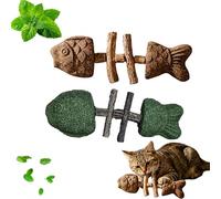 Genérico 2026 New Creative Fish Bone Cat Dental Chew Toy, Silvervine Chew Sticks for Cats, Catnip and Silvervine Chew for Cats Teething and Stress, Durable Wooden Feline Tooth Care Tool (C+D2PCS)