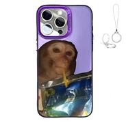 Genérico 2026 New Funny Monkey Drinking Juice Phone Case, All-Inclusive Shockproof TPU Protective Cover, Compatible with iPhone 17 Pro MAX to 11 Series (Purple,for iPhone 14)