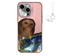 Genérico 2026 New Funny Monkey Drinking Juice Phone Case, All-Inclusive Shockproof TPU Protective Cover, Compatible with iPhone 17 Pro MAX to 11 Series (Pink,for iPhone 15 Pro)