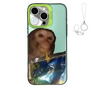 Genérico 2026 New Funny Monkey Drinking Juice Phone Case, All-Inclusive Shockproof TPU Protective Cover, Compatible with iPhone 17 Pro MAX to 11 Series (Green,for iPhone 17 Pro)