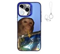 Genérico 2026 New Funny Monkey Drinking Juice Phone Case, All-Inclusive Shockproof TPU Protective Cover, Compatible with iPhone 17 Pro MAX to 11 Series (Blue,for iPhone 14 Plus)