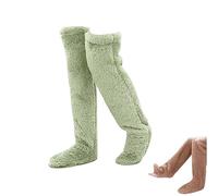 Genérico 2026 New Goose Down Knee Socks for Christmas, Fuzzy Leg Warmers, Winter Soft Cozy over the Knee Long Tube Socks for Cold Weather (Green)