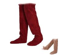 Genérico 2026 New Goose Down Knee Socks for Christmas, Fuzzy Leg Warmers, Winter Soft Cozy over the Knee Long Tube Socks for Cold Weather (Red)