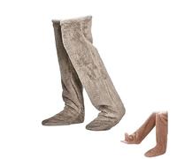 Genérico 2026 New Goose Down Knee Socks for Christmas, Fuzzy Leg Warmers, Winter Soft Cozy over the Knee Long Tube Socks for Cold Weather (Light Coffee)