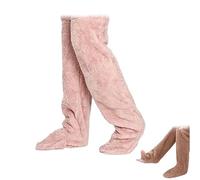 Genérico 2026 New Goose Down Knee Socks for Christmas, Fuzzy Leg Warmers, Winter Soft Cozy over the Knee Long Tube Socks for Cold Weather (Light Pink)