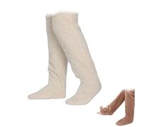 Genérico 2026 New Goose Down Knee Socks for Christmas, Fuzzy Leg Warmers, Winter Soft Cozy over the Knee Long Tube Socks for Cold Weather (White)