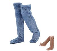 Genérico 2026 New Goose Down Knee Socks for Christmas, Fuzzy Leg Warmers, Winter Soft Cozy over the Knee Long Tube Socks for Cold Weather (Blue)