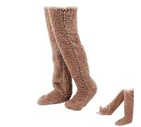 Genérico 2026 New Goose Down Knee Socks for Christmas, Fuzzy Leg Warmers, Winter Soft Cozy over the Knee Long Tube Socks for Cold Weather (Brown)