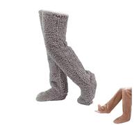 Genérico 2026 New Goose Down Knee Socks for Christmas, Fuzzy Leg Warmers, Winter Soft Cozy over the Knee Long Tube Socks for Cold Weather (Deep Grey)