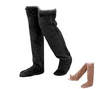 Genérico 2026 New Goose Down Knee Socks for Christmas, Fuzzy Leg Warmers, Winter Soft Cozy over the Knee Long Tube Socks for Cold Weather (Black)