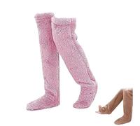 Genérico 2026 New Goose Down Knee Socks for Christmas, Fuzzy Leg Warmers, Winter Soft Cozy over the Knee Long Tube Socks for Cold Weather (Deep Pink)