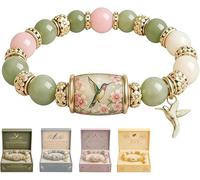 Genérico 2026 new hummingbird beaded bracelet with gift box, Spring Blessings Beaded Charm Bracelet with Bird & Butterfly Design,for Women, Mom, Sister and Friends