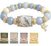 Genérico 2026 new hummingbird beaded bracelet with gift box, Spring Blessings Beaded Charm Bracelet with Bird & Butterfly Design,for Women, Mom, Sister and Friends