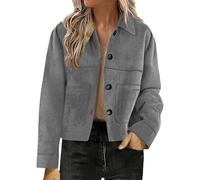 Genérico 2026 New Imitation Suede Jackets For Women,Casual Button Down Cropped Jacket,Button Down Casual Cropped Jacket,Fall Long Sleeve Outerwear Coats Work Office Clothes (Dark Gray,S)