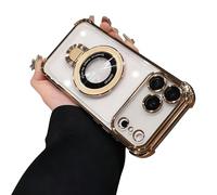 Genérico 2026 New in Phone Case for iPhone 17 Series, Four Corners Air Cushion Anti-Fall Case for iPhone with Invisible Ring Stand (Gold,16 Pro MAX)