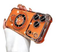 Genérico 2026 New in Phone Case for iPhone 17 Series, Four Corners Air Cushion Anti-Fall Case for iPhone with Invisible Ring Stand (Orange,14)