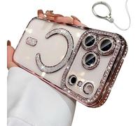 Genérico 2026 New In Phone Case for iPhone 17 Series - Glitter Bling Rhinestone Sparkly Magnetic Case (for 17 Air,Pink)